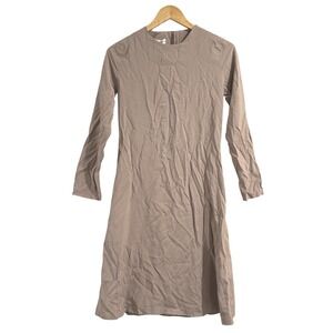 Bengisu Moda Long Sleeve Casual Dress A-Line Midi Dress Minimalist 38 Boho Beige